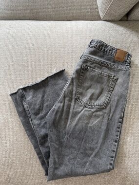 Zara Gray Wide Leg Jeans - Washed Black/Grey